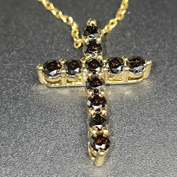 π€ 3.mm Black Moissanite Cross Necklace β Gold-Filled π€ - Picture 4 of 5